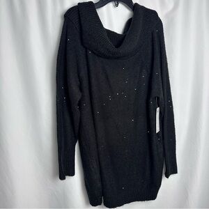 Chico’s NWT Touch of Sparkle Sweater Black Sequins Cowl Neck size 3 XL Holidays